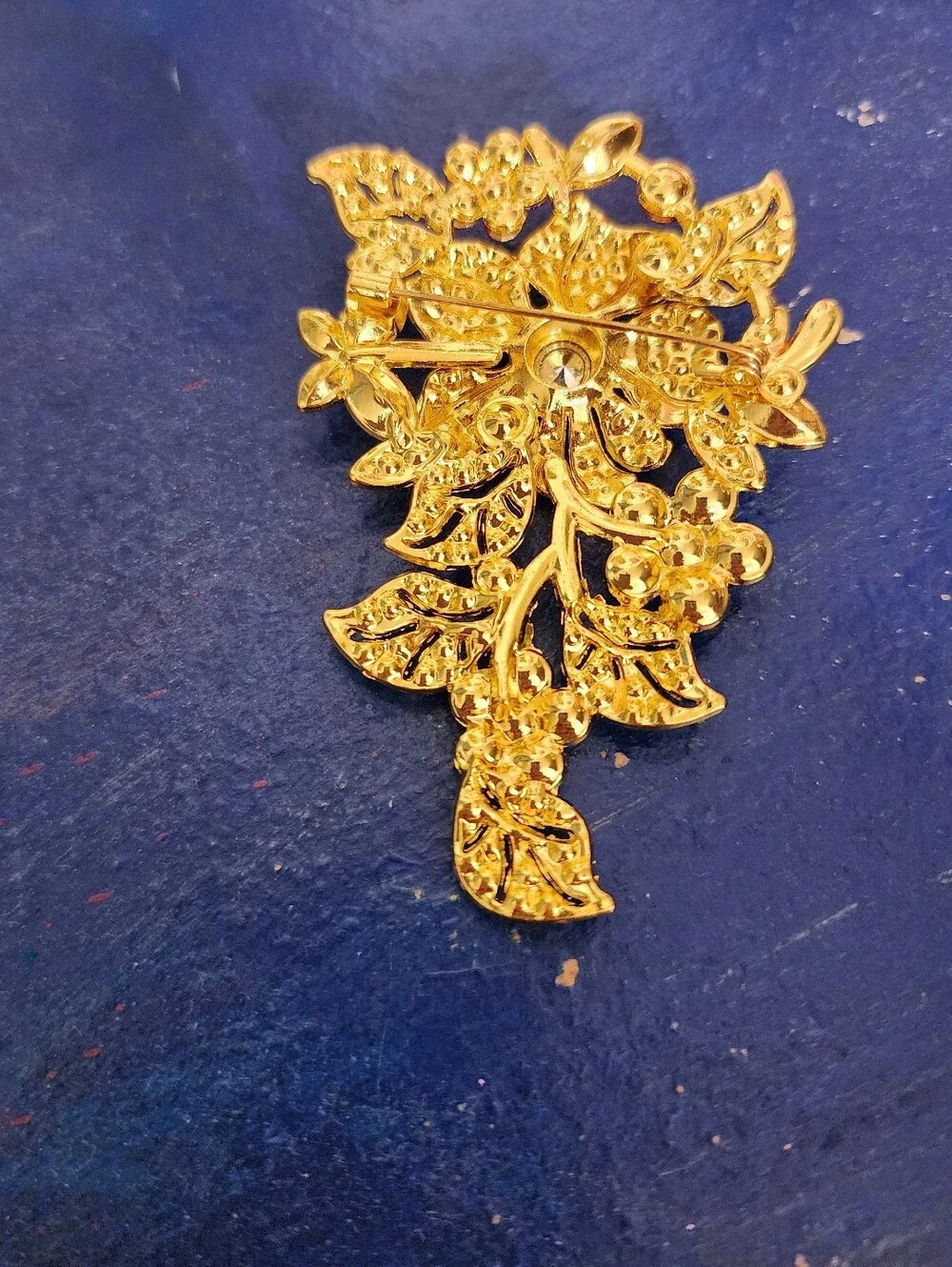✨️Vintage Gold-Tone Floral Crystal Brooch In Green And Pink